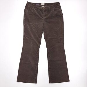 St Johns Bay Bootcut Leg Corduroy Pants Women's 14 Brown Chino‎ Cords 34x28